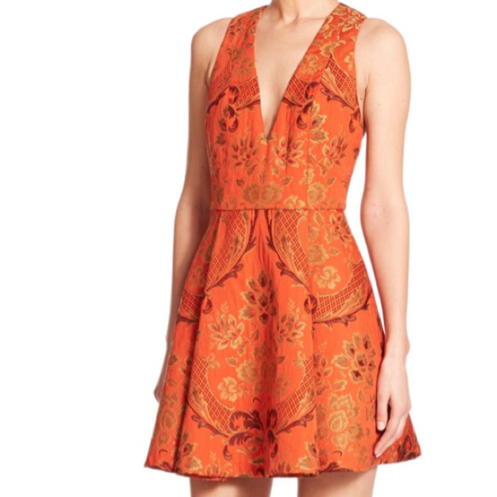 Alice + Olivia Mollie Brocade Fit-and-Flare Dress